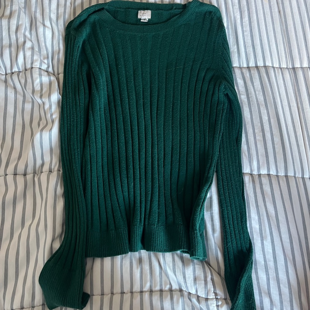 a new day Forest Green Ribbed Crew Neck Sweater